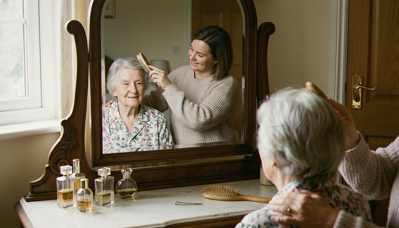 Personal care grooming assistance for elderly client