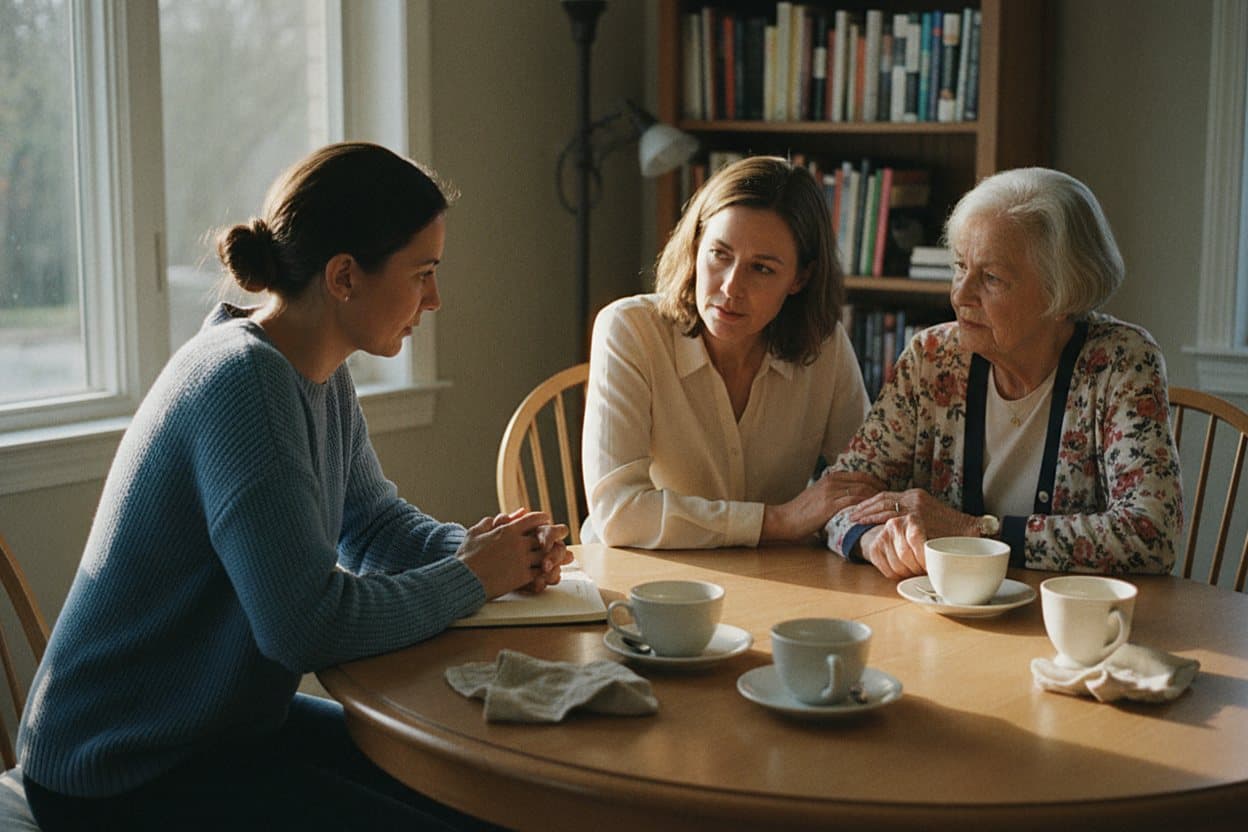 Caregiver listening attentively to client needs